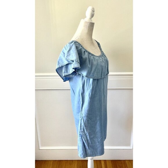 Charming Charlie Chambray Dress Off the Shoulder Denim M - Picture 2 of 5